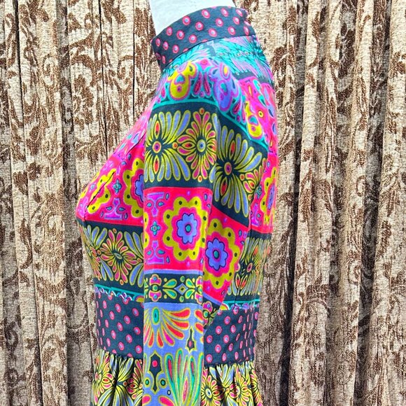 Alex Colman Dress 60s 70s Mod Hippie Psychedelic Vintage Maxi High Neck EUC - Picture 5 of 12